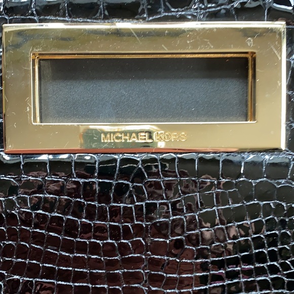 Michael Kors Black Croc Embossed Clutch - Picture 4 of 5